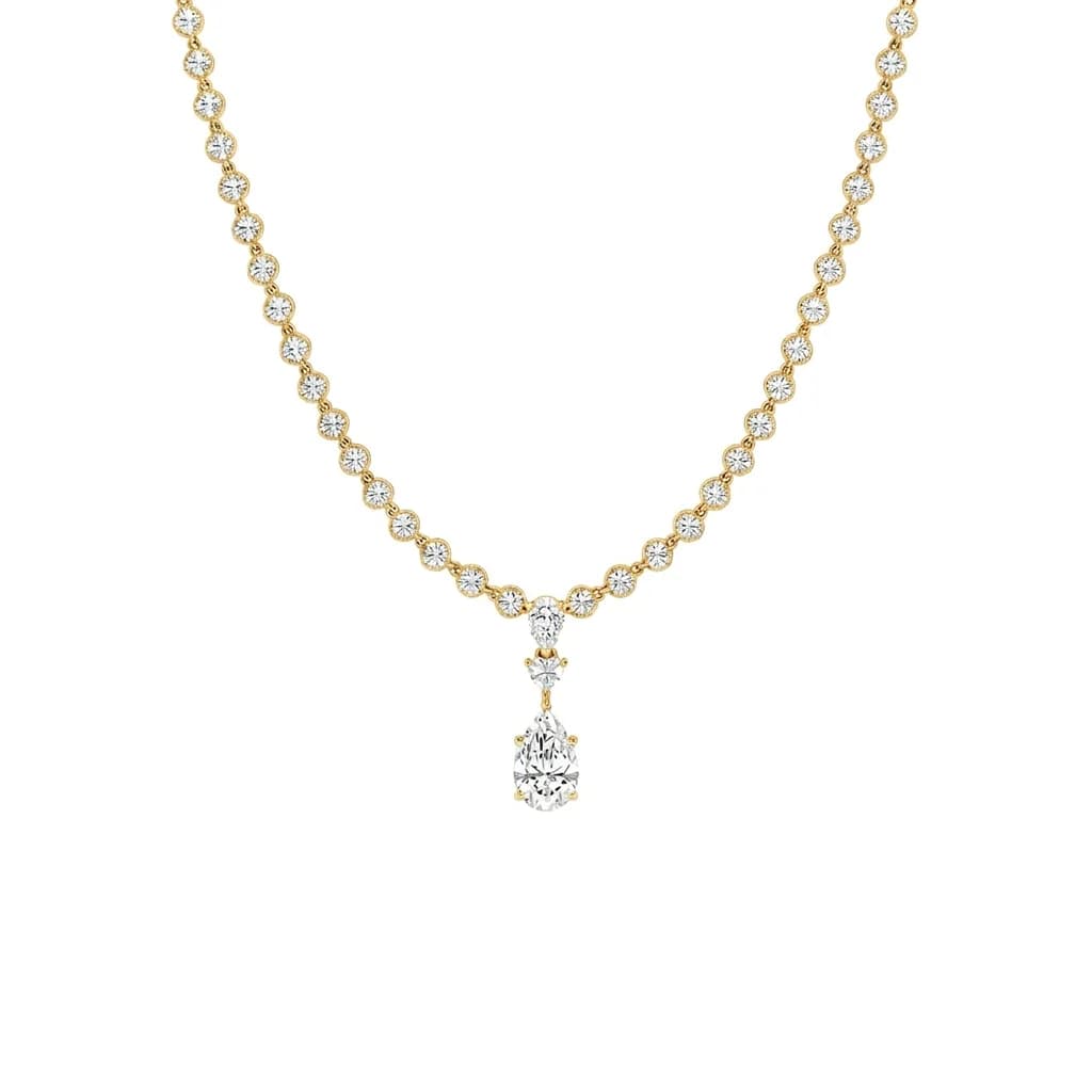 Heart Pear Bezel Tennis Necklace