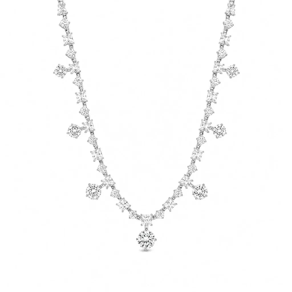 Princess Cut Geometric Station Necklace alternate view