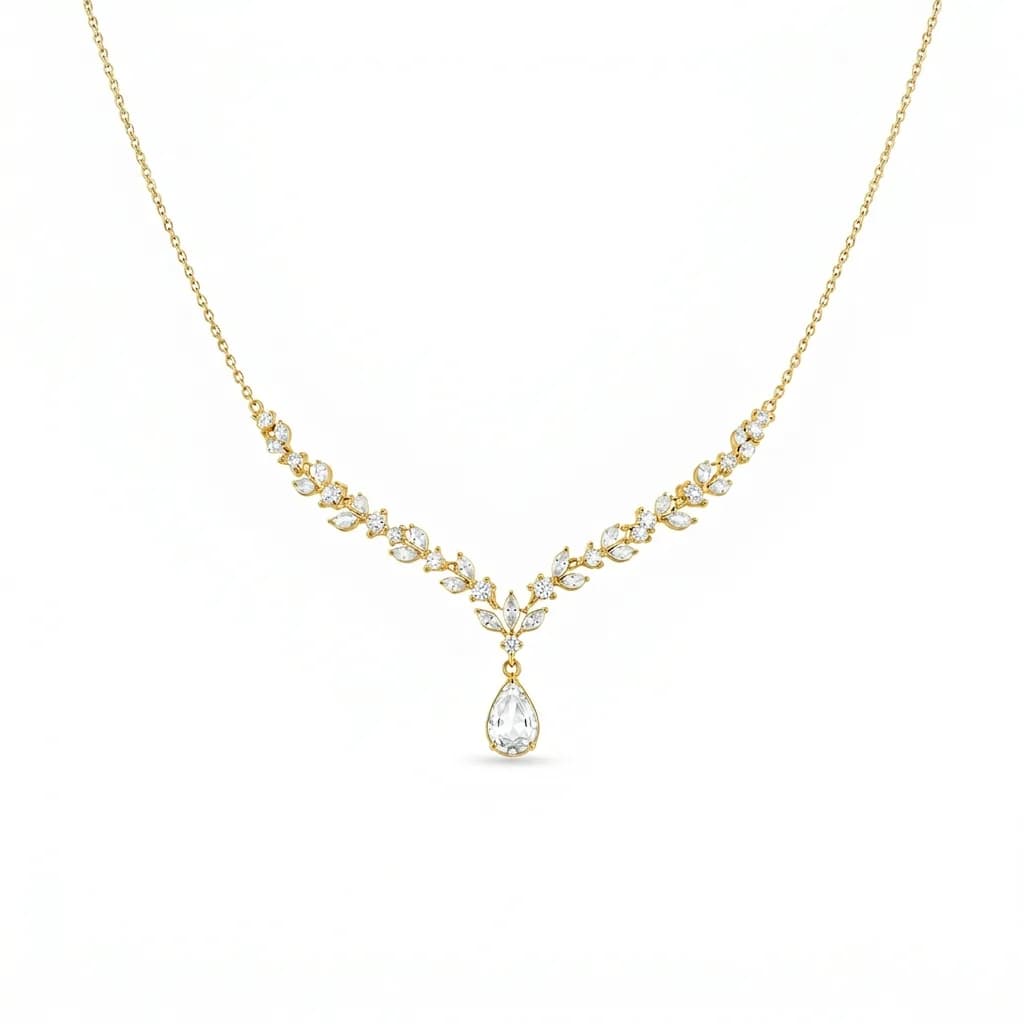 Marquise Leaf Diamond Drop Necklace