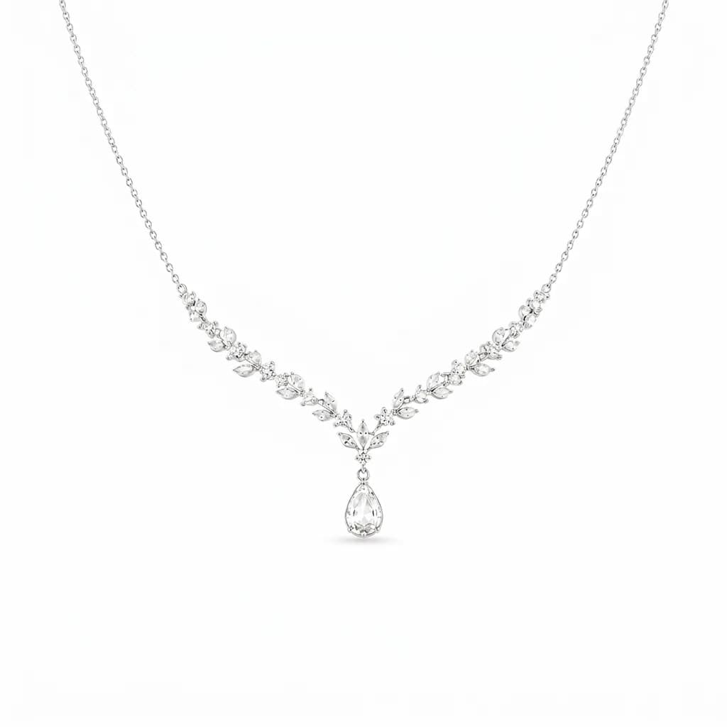 Marquise Leaf Diamond Drop Necklace alternate view