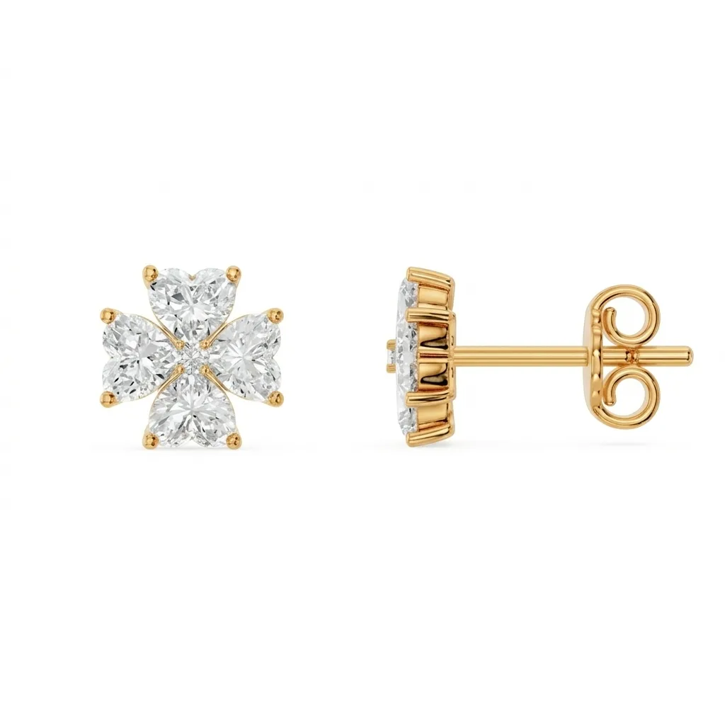 Heart Cluster Diamond Studs