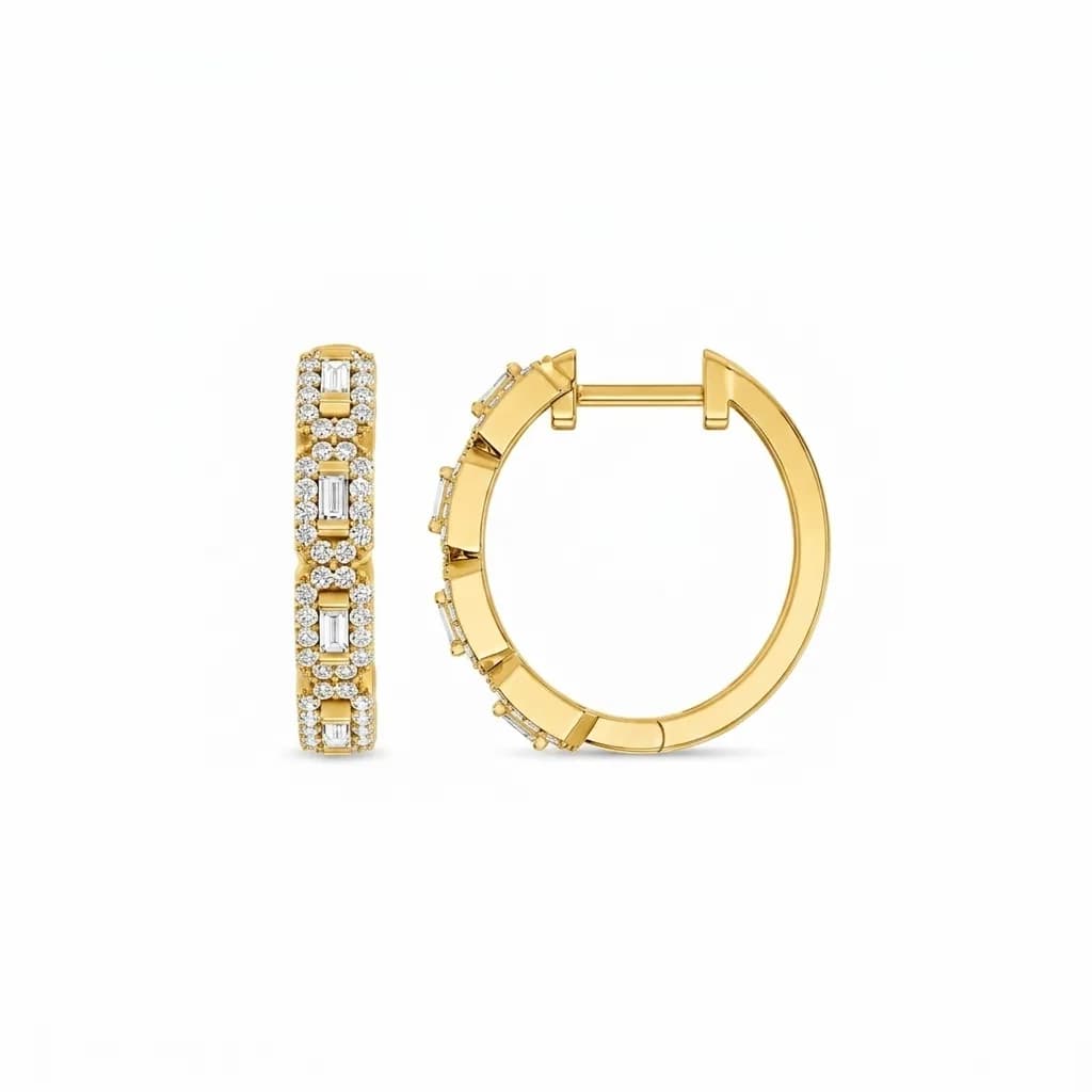 Geometric Halo Diamond Hoops