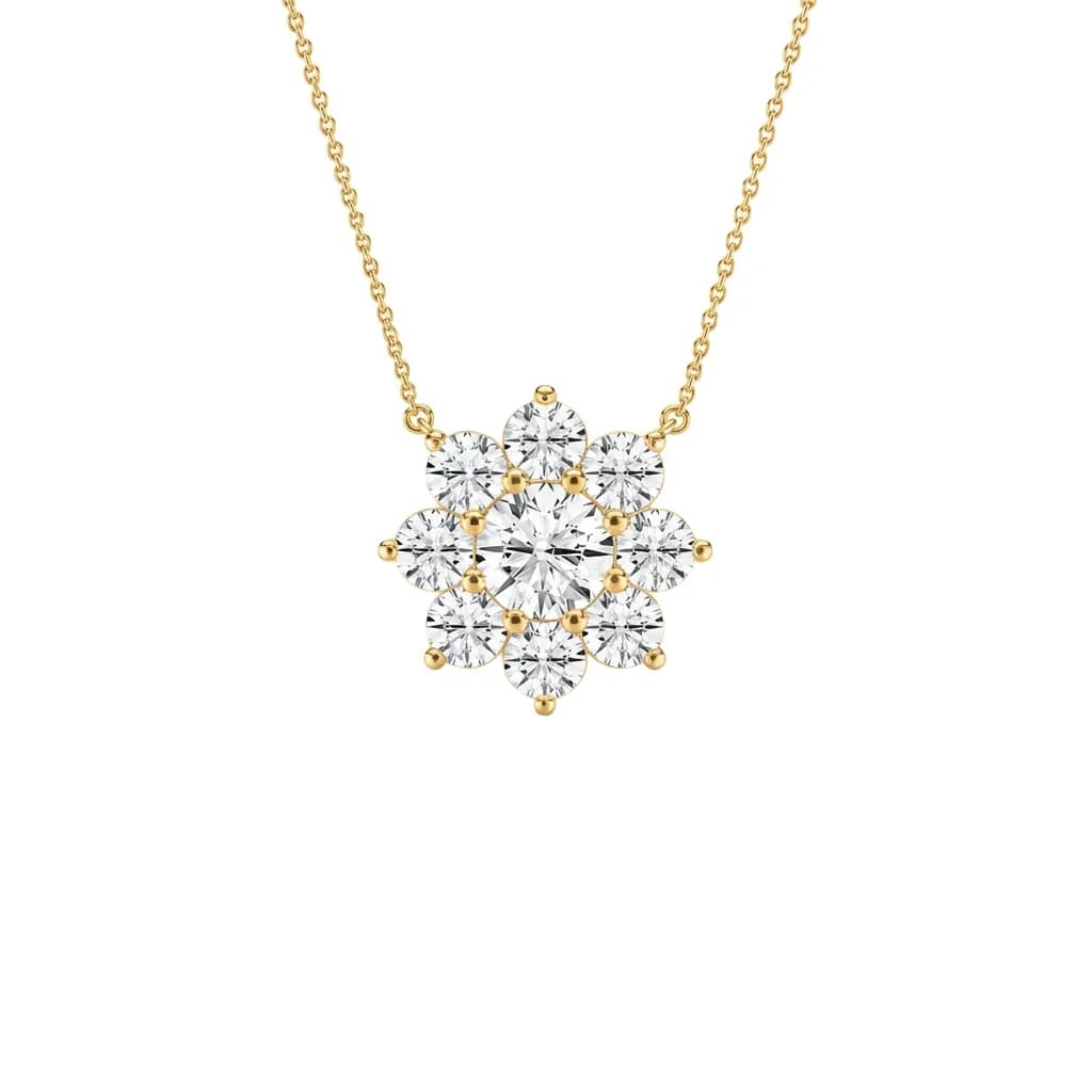 Diamond Cluster Flower Pendant