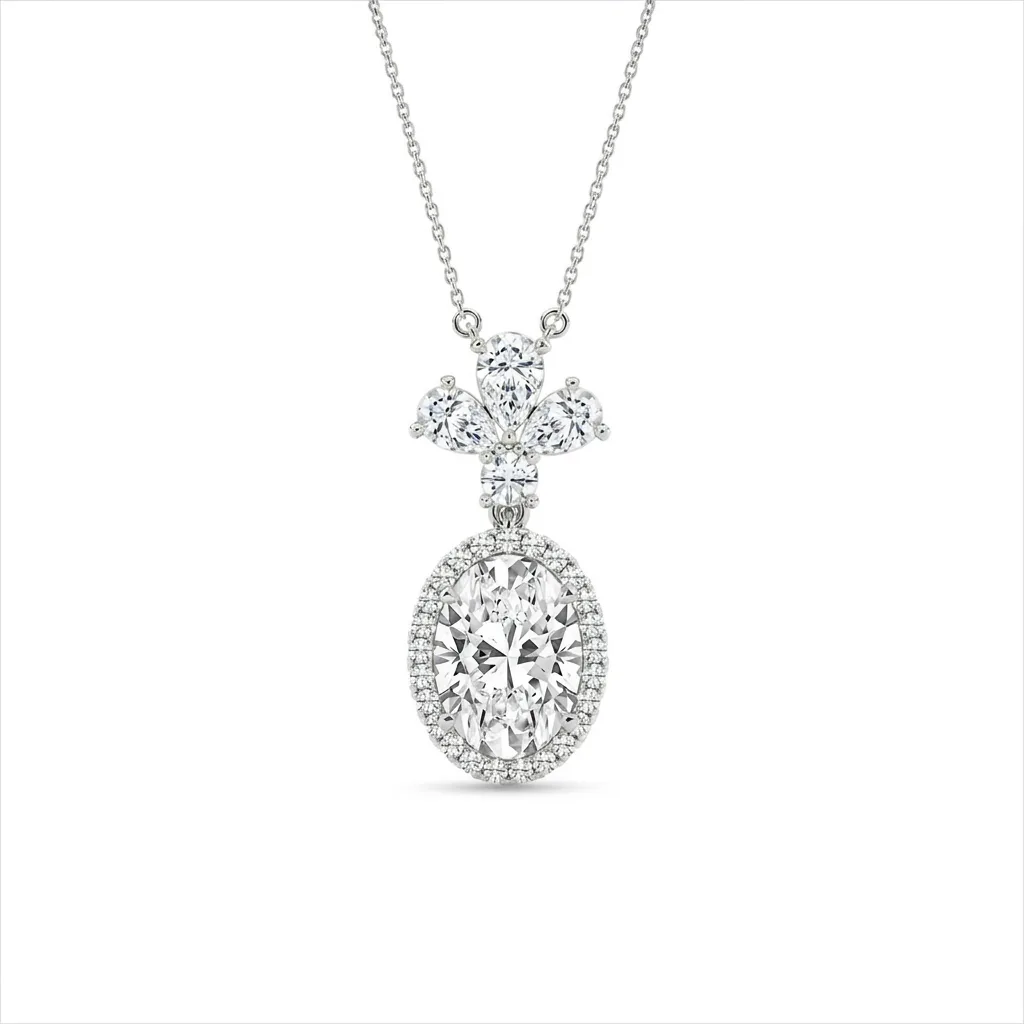 Oval Crowned Halo Pendant alternate view