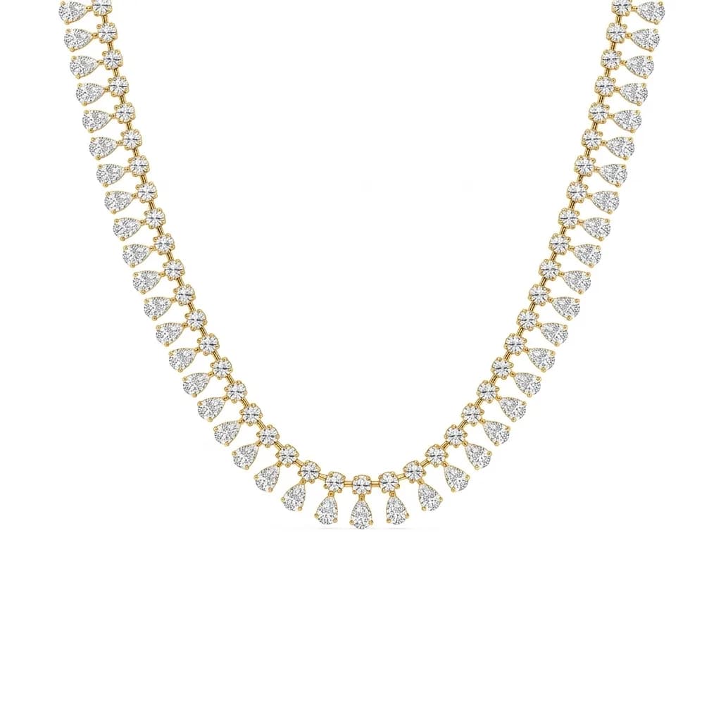 Full Fringe Pear Diamond Necklace