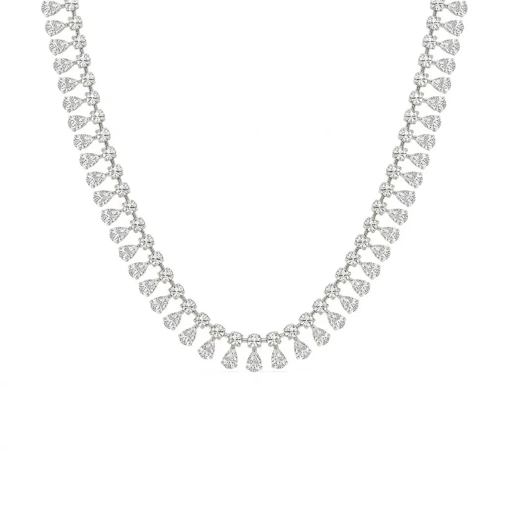 Full Fringe Pear Diamond Necklace alternate view