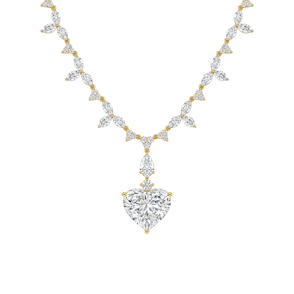 Marquise Vine Heart Drop Necklace